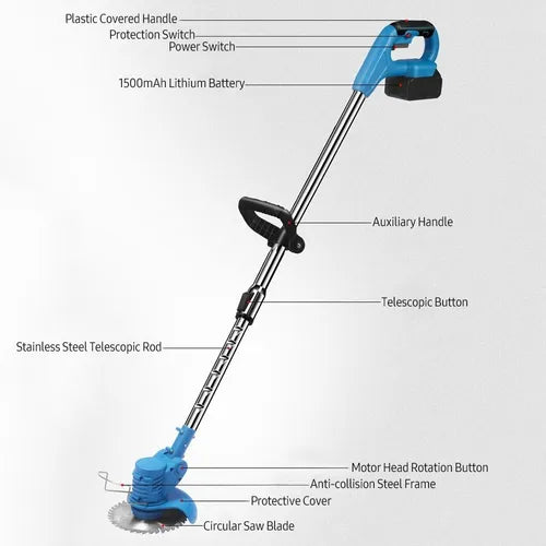 Podadora Altura Electrica Cortadora Pasto Cesped Inalambrica 2 baterias 🔋🔋