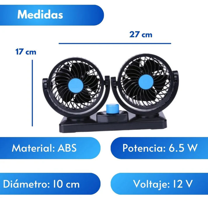 Mini Ventilador Doble para Auto.