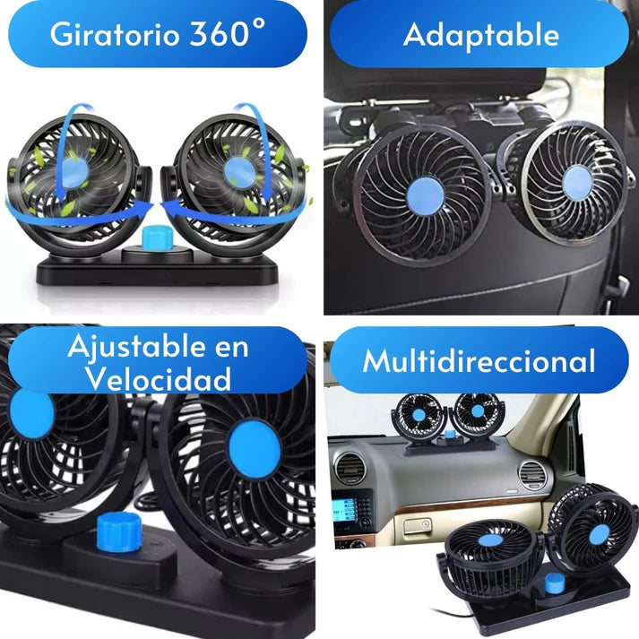 Mini Ventilador Doble para Auto.