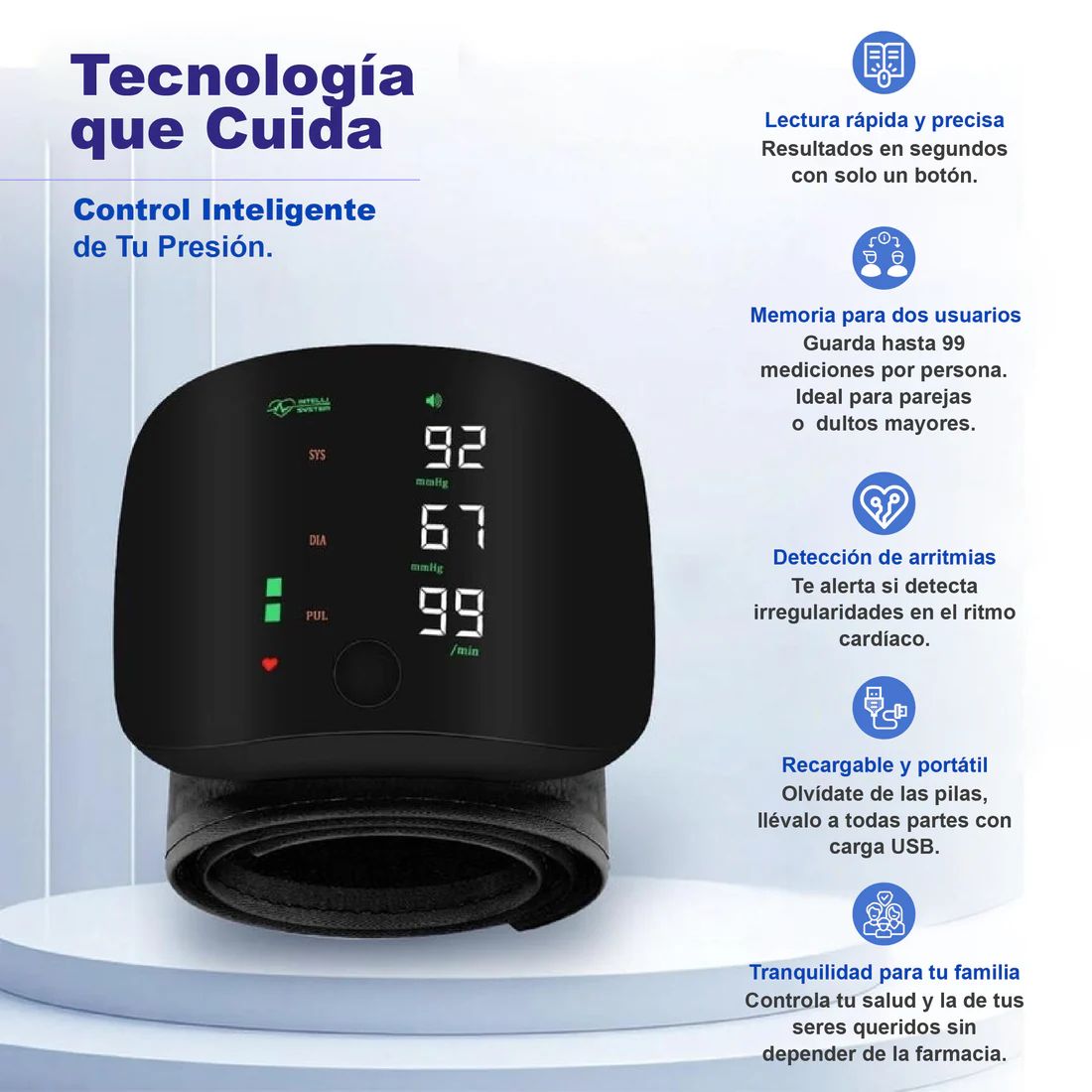 Tensiómetro Digital de Muñeca con Voz en Español