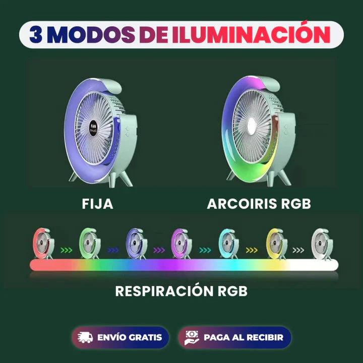 Frescura en Cualquier Lugar: Ventilador Portátil con Luz LED