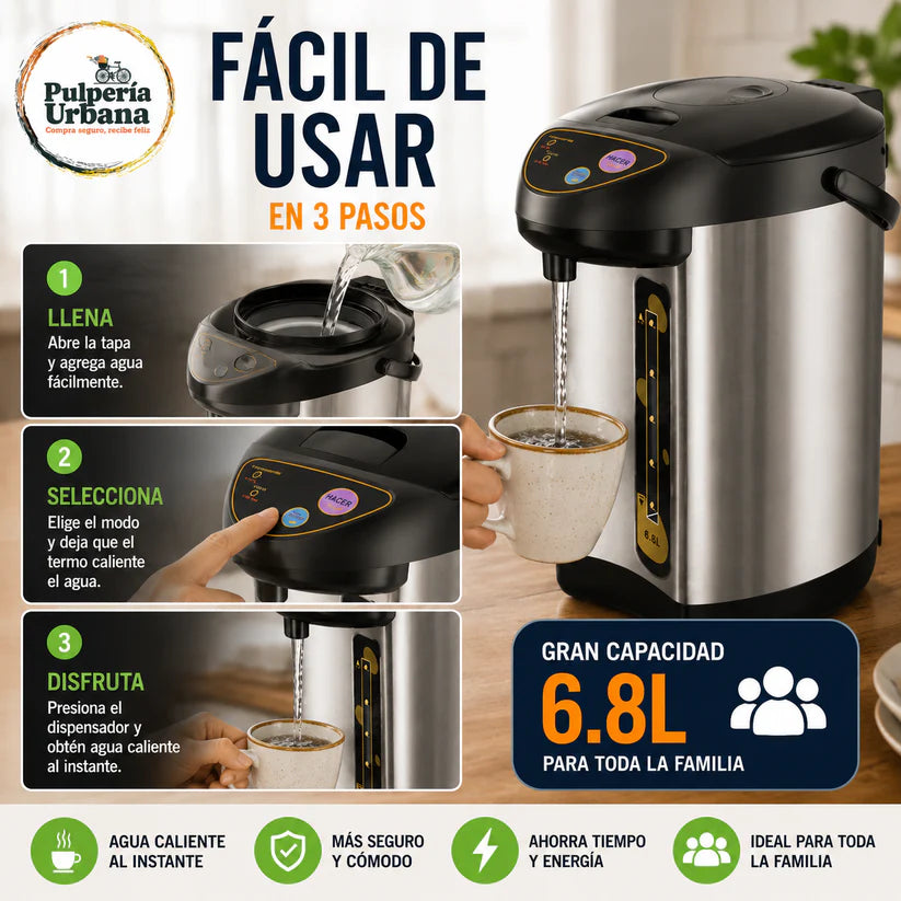 Hervidor De Agua Termo Electrico Agua Hervidor 6.8 Litros Color Gris