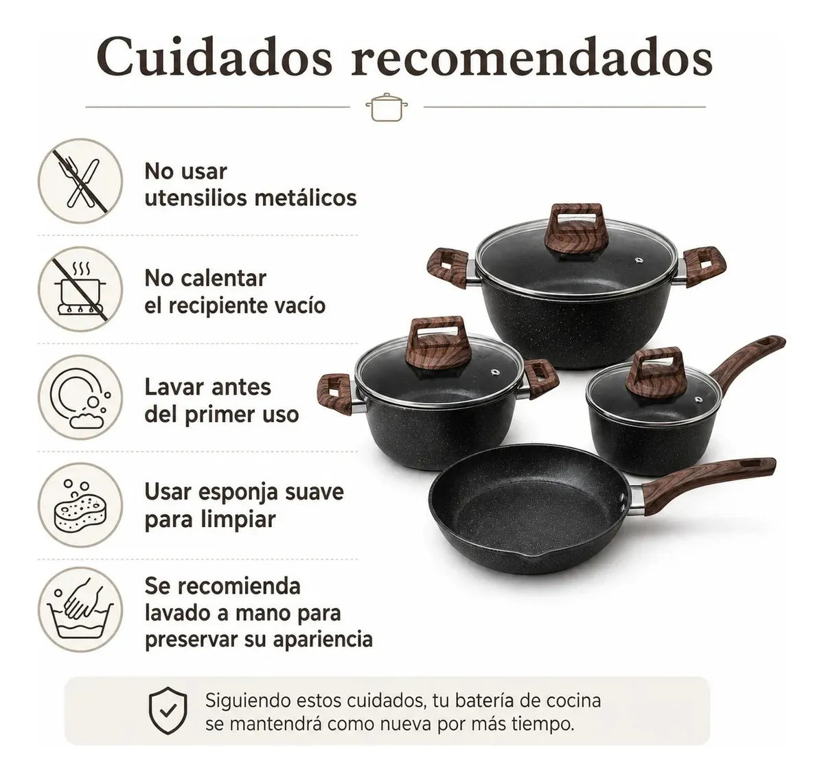 ✨Set Cocina Premium Antiadherente Cerámico 7  Piezas