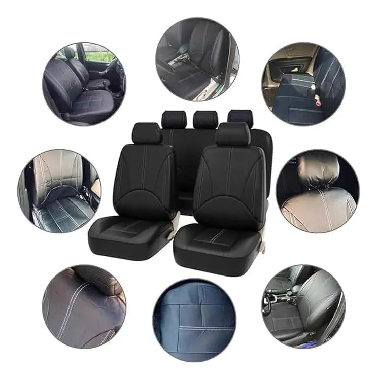 Cubre Asientos De Coche Cuero premium Universal Respirable 9 Piezas
