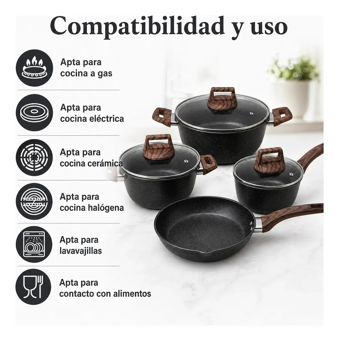 ✨Set Cocina Premium Antiadherente Cerámico 7  Piezas