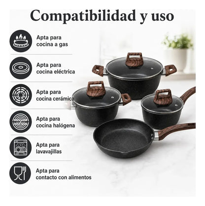 ✨Set Cocina Premium Antiadherente Cerámico 7  Piezas