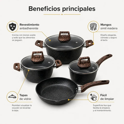 ✨Set Cocina Premium Antiadherente Cerámico 7  Piezas