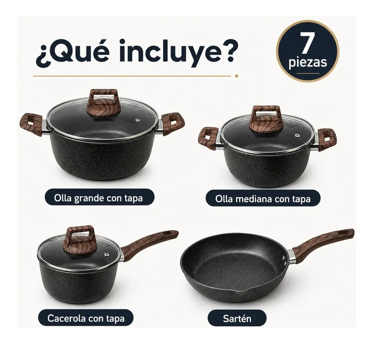 ✨Set Cocina Premium Antiadherente Cerámico 7  Piezas