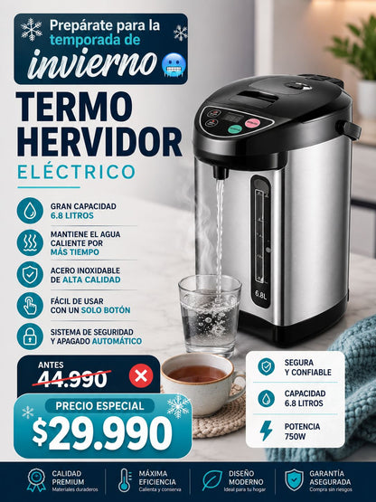 Hervidor De Agua Termo Electrico Agua Hervidor 6.8 Litros Color Gris