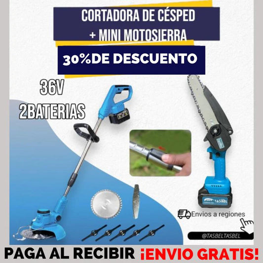 Cortadora De Pasto +mini Sierra Inalámbrica De98 v