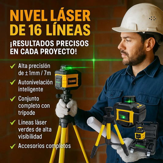 Nivel Laser de 16 Lineas Autonivelante + Kit de Accesorios