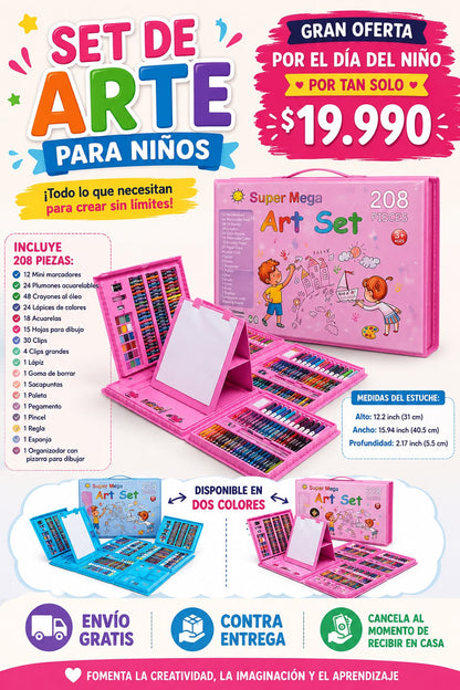 Set Kit Colores Juego Arte/dibujo Creativo Infantil -208 Pcs